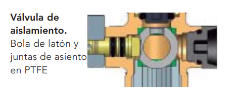 Válvula de aislamiento integrada para mantenimiento Este modelo incluye válvula de aislamiento, que permite cortar la entrada de agua fría sanitaria al acumulador para realizar tareas de mantenimiento, control o revisión de la instalación.